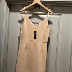 Lulu's Beige Mini Dress